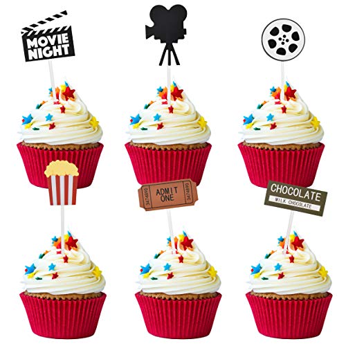 Cake Topper 12 Piezas Decoración para Tartas, Película Noche Fiesta, Hollywood, Cine Decoración para Fiestas Temáticas de Películas, Fiestas de Cumpleaños, Fiestas de Graduación