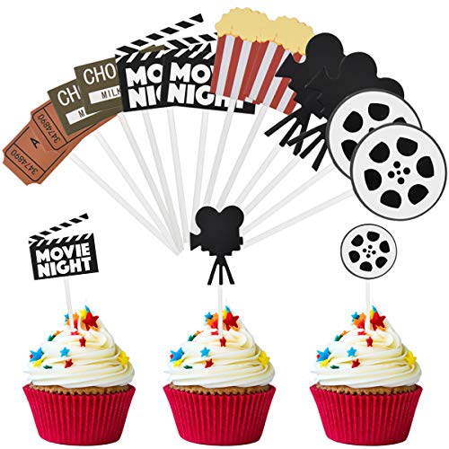 Cake Topper 12 Piezas Decoración para Tartas, Película Noche Fiesta, Hollywood, Cine Decoración para Fiestas Temáticas de Películas, Fiestas de Cumpleaños, Fiestas de Graduación