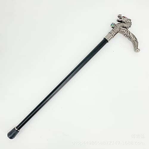 Cakunmik Cane Silver,Metal Faucet Handle Non-Slip Head Scepter Civilized Stick Old Man Non-Slip Metal Performance Cane Stage Props Solid Wood Non-Slip Cane for Men and Women Handicraft