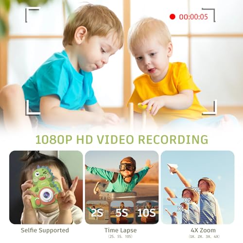Cámara Fotos Infantil, 1080P 2.0" HD Selfie Video Cámara de Fotos para Niños, Cámara Fotos Niños con Tarjeta de Memoria Micro SD 32GB, Juguetes niños 3-10 años, Regalos de Cumpleaños