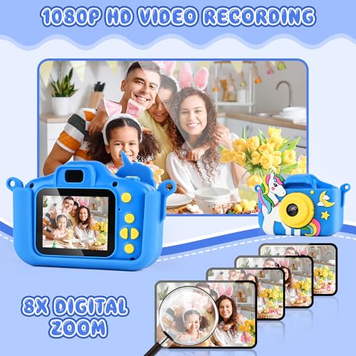Cámara Fotos Infantil, 1080P HD Cámara para Niños con Pantalla 2.0 Pulgadas, 32GB, Tarjeta SD Maquina Fotografia Infantil, Regalos 2 3 4 5 6 7 años para Niños Niñas Cumpleaños
