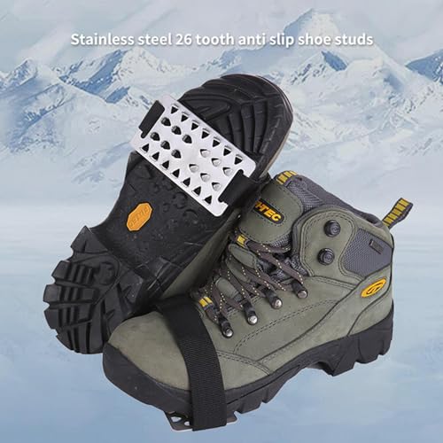 Caminadores de hielo para zapatos, tacos de nieve antideslizantes con 26 puntas de acero inoxidable | Pinzas de hielo para garras de nieve, puntas de hielo para senderismo, pesca, Jomewory