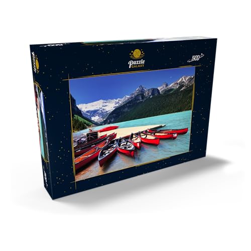 Canoas Rojas En Las Aguas Azules del Lago Louise, Parque Nacional De Banff, Alberta, Canadá - Premium 500 Piezas Puzzles - Colección Especial MyPuzzle de Puzzle Galaxy