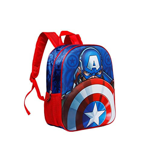 Capitán América Patriot-Mochila 3D Pequeña, Multicolor, 26 x 31 cm, Capacidad 8.5 L