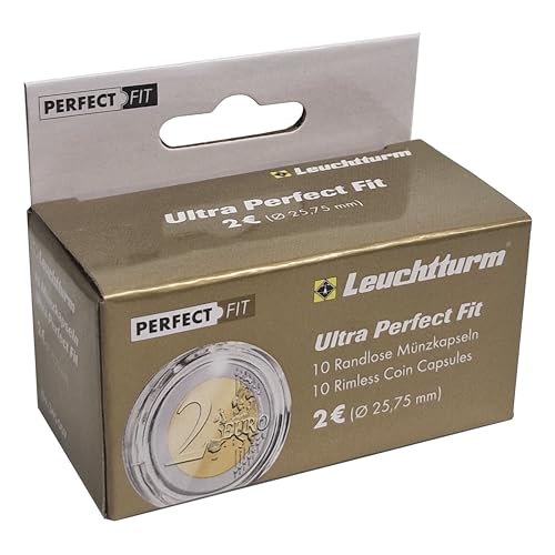 Cápsulas para monedas de 2 euros Ultra Perfect·Fit – Cápsulas premium de Leuchtturm 10 unidades
