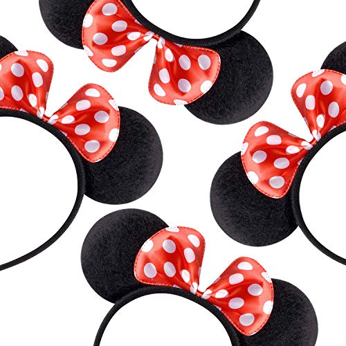 Carnavalife Pack 12 Diademas de Orejas de Mouse Ratón Minnie y Mickey con Puntos Blancos, Fiestas de disfraz para Cosplay, Accesorios de DIY para Cumpleaños (RHP-14 * 12)