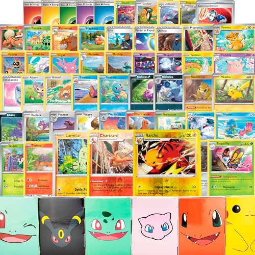 Cartas Pokémon en Español Pack de Iniciación de 53 Cartas Originales de Pokemon- 50 Comunes, 3 Reverse Holo/Holo, Cajita con Diseños Variados, Ideal para Regalar a Niños