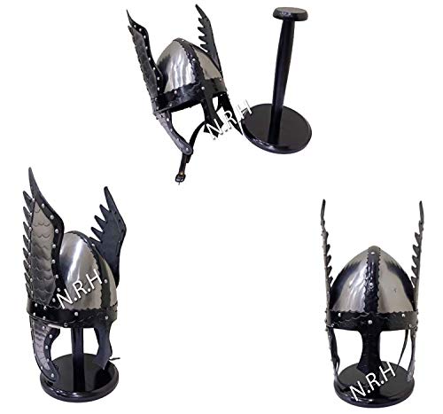 Casco vikingo de caballero medieval, casco de rey normando alado, disfraz de Halloween con soporte para casco gratis