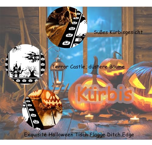 Castillo de Halloween Vintage Table Runners, impresión de lino decoración del hogar, para fiesta de fantasmas, fiesta, sala de estar, mesa de exterior, 33 x 183 cm (árbol con cerradura embrujada)