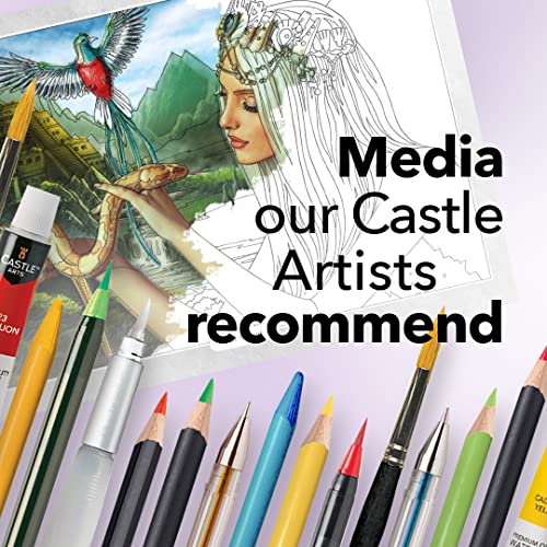 Castle Arts Fantasy - Libro para colorear | 36 fantásticos paisajes de ensueño curados por artistas internos para relajarte | con guía de referencia de color | Papel de grado artístico que no se