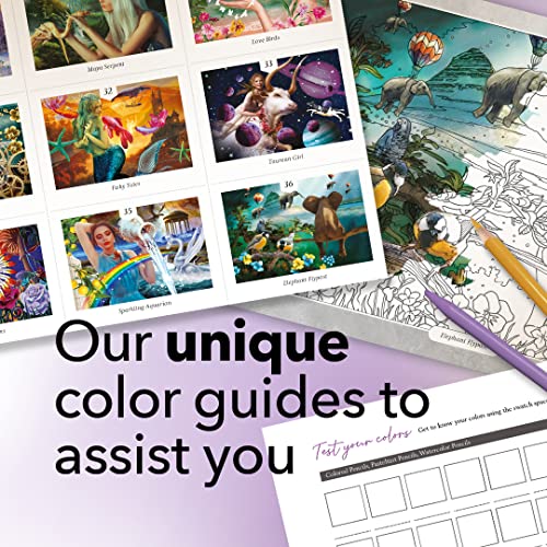 Castle Arts Fantasy - Libro para colorear | 36 fantásticos paisajes de ensueño curados por artistas internos para relajarte | con guía de referencia de color | Papel de grado artístico que no se