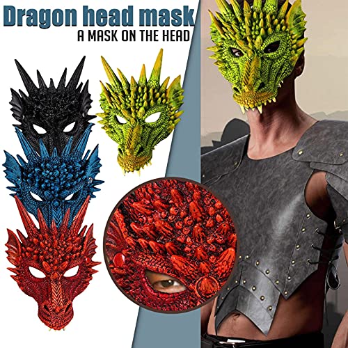 CattFun Máscara de Monstruo Japonés Halloween Props 4D Dragon Mask Maldito máscara para niños Adolescentes Disfraz de Halloween Decoraciones de Fiesta Adult Dragon Cosplay Props Kitsune tengu prajna