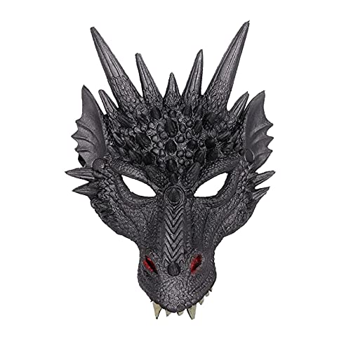 CattFun Máscara de Monstruo Japonés Halloween Props 4D Dragon Mask Maldito máscara para niños Adolescentes Disfraz de Halloween Decoraciones de Fiesta Adult Dragon Cosplay Props Kitsune tengu prajna