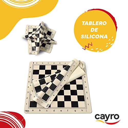 Cayro - Tablero de Ajedrez - + 7 Años - Enrollable y de Silicona - 45 x 45 cm - Calidad Profesional Llevar de Viaje - para 2 Jugadores