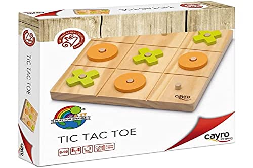 Cayro - Tic Tac Toe - + 6 Años - Modelo de Madera - Juego de Mesa para Niños y Adultos - 3 en Raya Decorativo - Fichas Verdes y Naranjas - 2 Jugadores