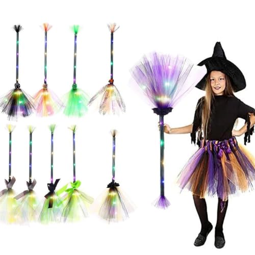 Cikiki Bruja iluminada escoba para juegos de rol LED para fiesta de maquillaje World Warcraft decoraciones divertidas 1 pieza Halloween y