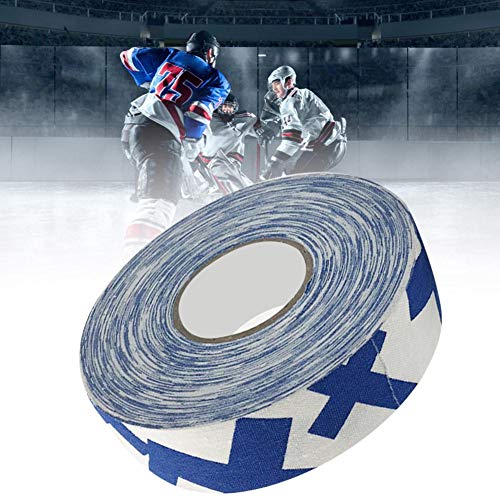 Cinta Protectora de Hockey, Tela de Algodón de Imitación 2.5cm x 25m Cinta Protectora de Hockey Puños de Hockey sobre Hielo Cintas Adhesivas(Signo más Azul)