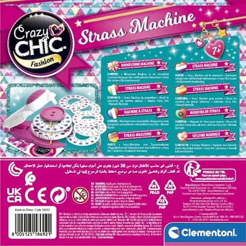 Clementoni Crazy Chic Does Not Apply Máquina de Strass Juego Manualidades Infantil, y decoración de Ropa a Partir de 6 años (18692), Multicolor, Medio