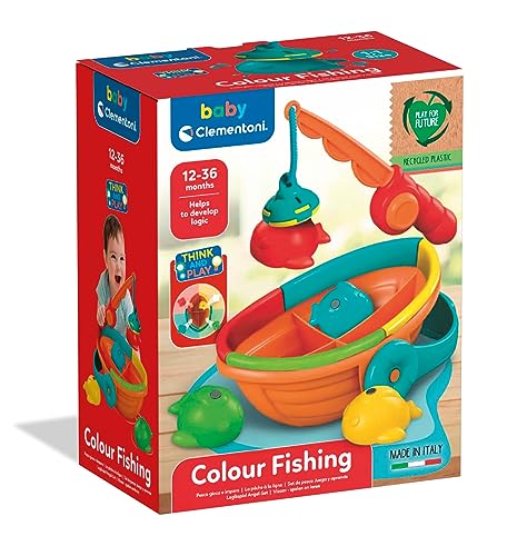 Clementoni- Play for Future-Pesca, aprende Juego Educativo Actividades bebé Encajes y construcciones a Partir de 12 Meses (17688), Multicolor, incluye Bote flotante, caña de pescar y 4 pececitos