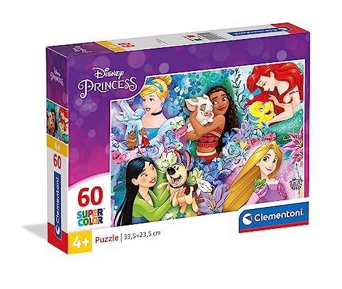 Clementoni - Puzzle infantil 60 Piezas Princesas, puzzle infantil Princess Disney a partir de 4 años (26995)