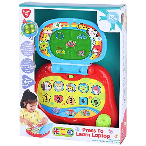COLORBABY 46905, Ordenador de juguete bilingüe con luz y sonido, Play, Juguetes educativos y didácticos, Ordenadores para el aprendizaje bebés, Pilas incluidas, Regalos infantiles