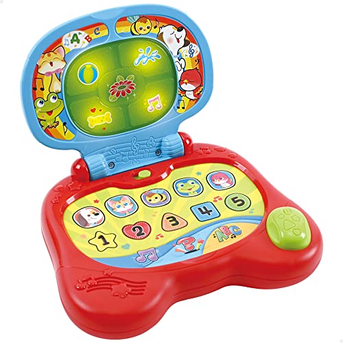 COLORBABY 46905, Ordenador de juguete bilingüe con luz y sonido, Play, Juguetes educativos y didácticos, Ordenadores para el aprendizaje bebés, Pilas incluidas, Regalos infantiles