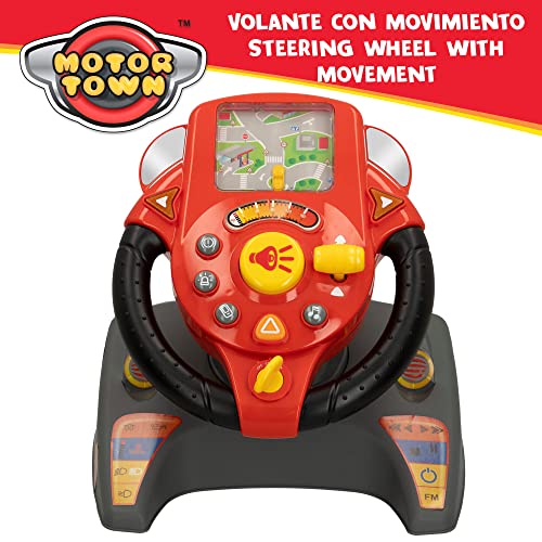 ColorBaby - Simulador de conducción niños, Volante de coche juguete, Volante coche niños, con luces y sonidos, Simulador coche de juguete con base, Motor Town, +24 meses (46810)
