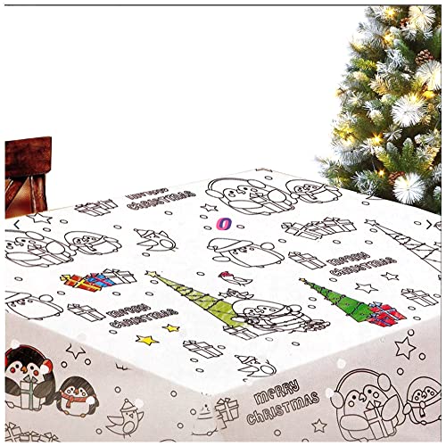 com-four® 2X Mantel para Colorear - Colorear la Imagen XXL con Motivos navideños - Mantel Pintado para niños - Mantel de Color en Navidad - 240 x 135 cm (2 x Navidad)