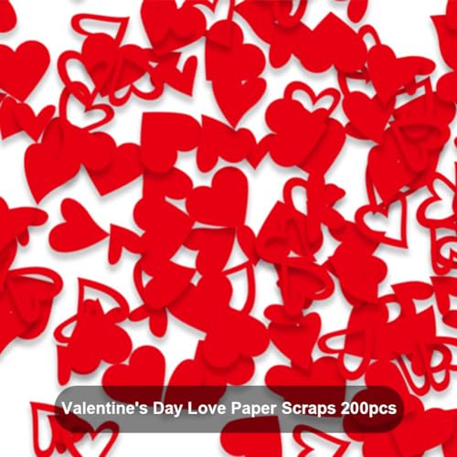 Confeti Corazón Rojo Decoración De Mesa De San Valentín, Brillante Confeti de Mesa de Papel de San Valentín para Boda, Cumpleaños, Aniversario, Navidad, Globo Decoración De Fiesta (200PCS)