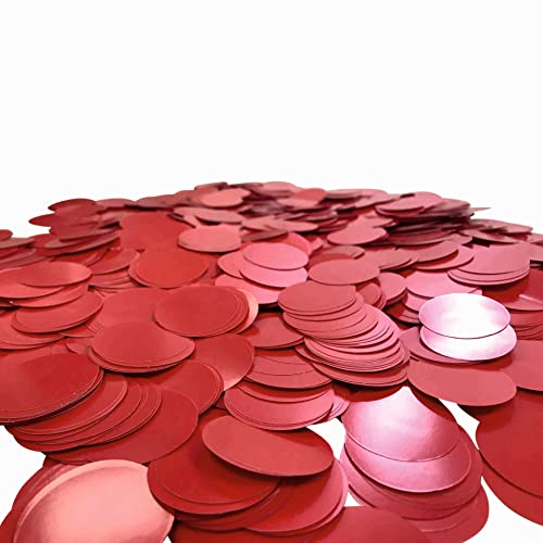 Confeti Rojo Gran Tamaño 3.6cm 400 Gr Para Bodas, Fiestas, San Valentín, Cumpleaños, Decoración Mesas (Rojo)