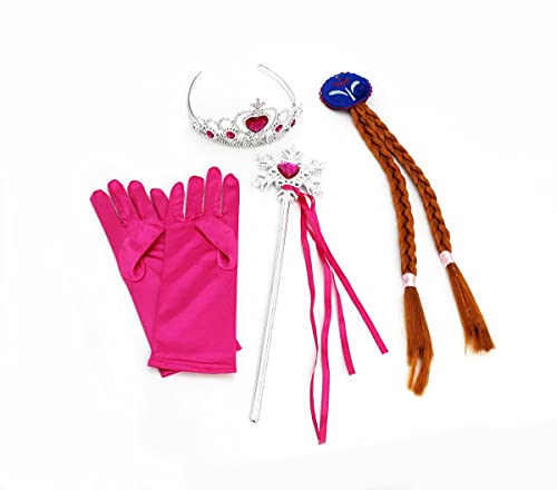 CoolChange Disfraz Set para niños de Anna para los Fans de la Reina del Hielo | Diadema, Guantes, Varita mágica, Trenza
