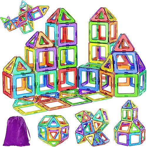 COOLJOY 40 Piezas Bloques Construccion 3D, Bloques de Construcciones Magneticas, Educación y Creación, para Niños de 3 4 5 6 7 Años