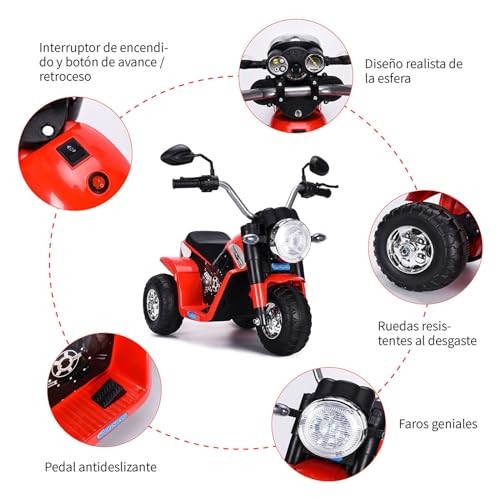 COSTWAY Correpasillos Moto Eléctrico Infantil con Batería de 6V, Mini Vehículos Eléctricos para Niños Juguete 57x72x56 Centímetros (Rojo)