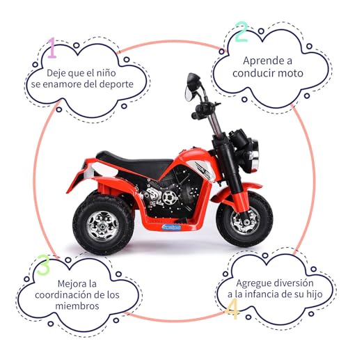 COSTWAY Correpasillos Moto Eléctrico Infantil con Batería de 6V, Mini Vehículos Eléctricos para Niños Juguete 57x72x56 Centímetros (Rojo)