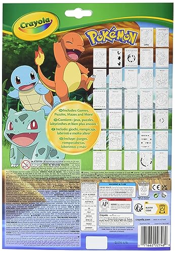 CRAYOLA - Libro Actividades Pokemon, 32 páginas para Colorear y 7 rotuladores Lavables, (04-2746)