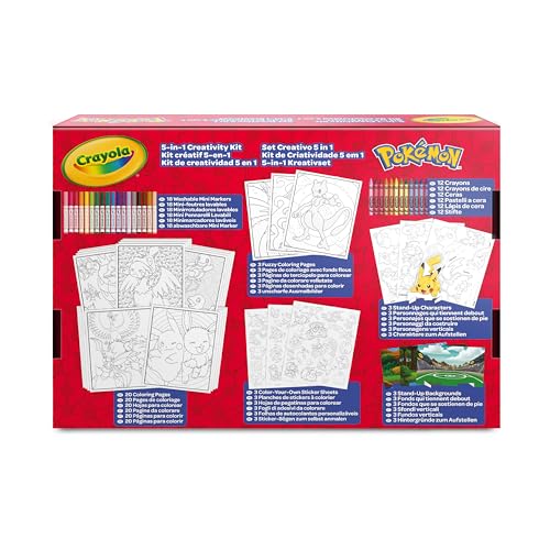 CRAYOLA - Set Creativo Pokémon 5 en 1, con Páginas para Colorear, Rotuladores, Crayones, Pegatinas, 60 Piezas, Regalo para niños y niñas, a Partir de 4 años - 04-2924