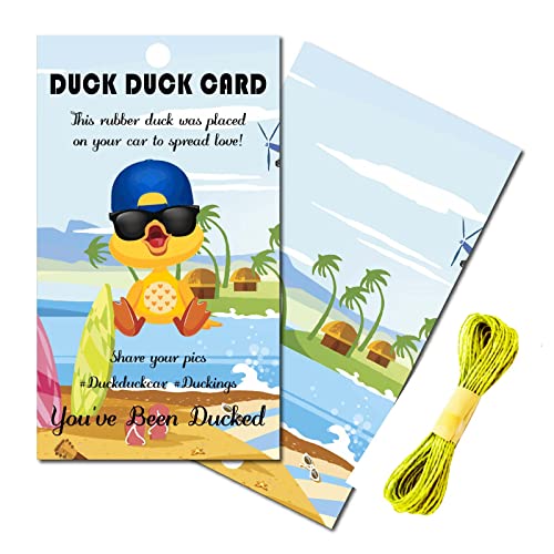 CREATCABIN 50Pcs You've Been Ducked Cards Duck Tags Duck Duck Ducking Game Card DIY Blue Duck Card with Hole and Twine for Jeeps Car Decor 3.5 x 2 Inch-You've Been Ducked (Hawaii)