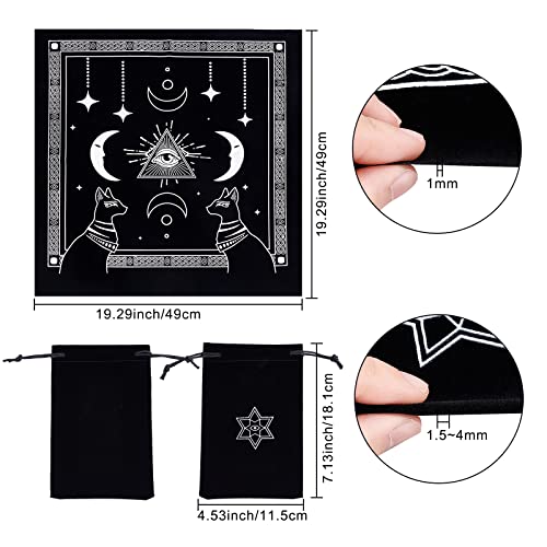 CREATCABIN Tela de Altar Ojo de Dios Celestial Constelación Tarot Deck Tapiz Espiritual Mantel Sagrado Tela Astrología con Tarot Card Bag para Adivinación Brujería Flexible Pagan