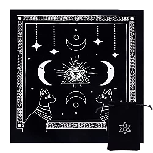 CREATCABIN Tela de Altar Ojo de Dios Celestial Constelación Tarot Deck Tapiz Espiritual Mantel Sagrado Tela Astrología con Tarot Card Bag para Adivinación Brujería Flexible Pagan