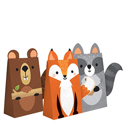 Creative Converting-Animals Wild One-Bolsas de papel con forma de animales del bosque-8 piezas, multicolor (344417)