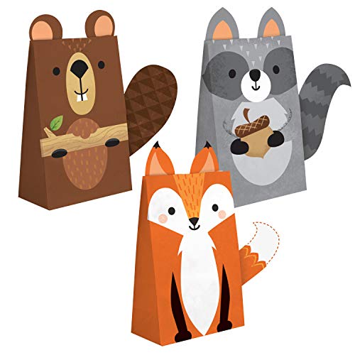 Creative Converting-Animals Wild One-Bolsas de papel con forma de animales del bosque-8 piezas, multicolor (344417)