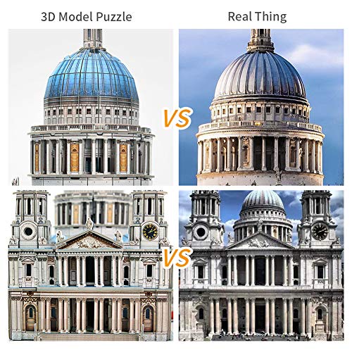 CubicFun Puzzle 3D Londres St.Paul's Cathedral Rompecabezas 3D Arquitectura Iglesia Reino Unido Modelo de Construcción Kits para Adultos Regalos, Catedral de San Pablo 643 Piezas