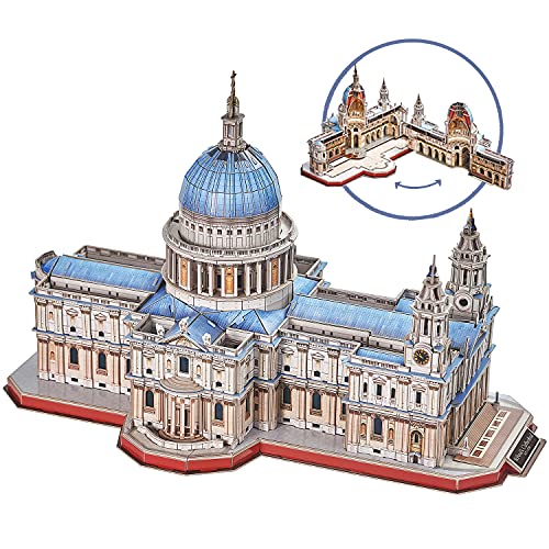 CubicFun Puzzle 3D Londres St.Paul's Cathedral Rompecabezas 3D Arquitectura Iglesia Reino Unido Modelo de Construcción Kits para Adultos Regalos, Catedral de San Pablo 643 Piezas