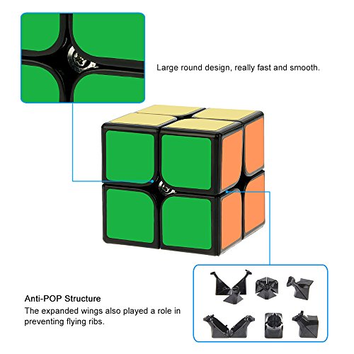 Cubo,ERYUE Zhanchi Cubo mágico 2 * 2 Velocidad Cubo Estructura Anti-Pop 6 plástico Respetuoso del Medio Ambiente sólido Cubo Rompecabezas Negro Tierra 50 MM,Estructura Anti-Pop