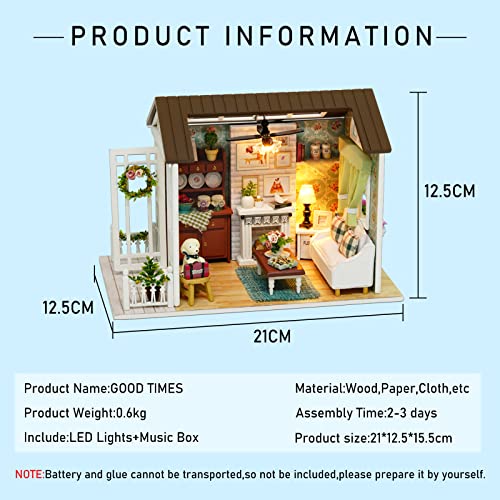 Cuteroom Bricolaje Madera Dollhouse Handcraft Miniatura Kit-Living Room Modelo y Muebles Muestran Fotos e instrucción en inglés