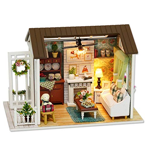 Cuteroom Bricolaje Madera Dollhouse Handcraft Miniatura Kit-Living Room Modelo y Muebles Muestran Fotos e instrucción en inglés