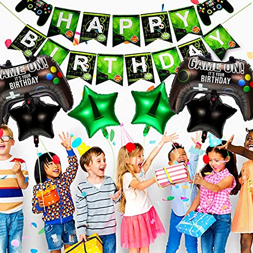 Cymeosh Globos Decoración de Fiesta de Videojuegos, Globos Decoración de Cumpleaños 9 Años Niños, Globo de Controlador de Juegos de 9, Bandera de Feliz Cumpleaños para Fiestas de 9 años