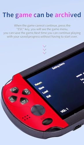 CZT Colorido Consola de Videojuegos Retro 4,3 Pulgadas 8GB 3000 Juegos Incorporados Callejeros Portátil Mini Dispositivo de Juego Emulador Libro Electrónico mp4 de mp3 Regalos para niños(Azul-Rojo)
