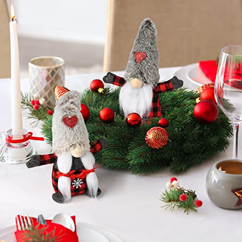 D-FantiX 2 Decoraciones de gnomos de Navidad, Adornos de Felpa Hechos a Mano, gnomos de suecos Tomte, Figuras escandinavas de Papá Noel, muñeca de Elfo, Mesa de Navidad, decoración del hogar, Regalo