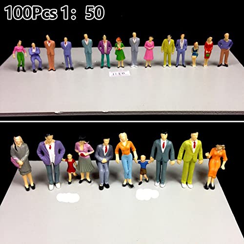 DAZZLEEX 100 figuras pintadas 1:50 sentadas y de pie personas modelos de mesa de arena para escenas en miniatura
